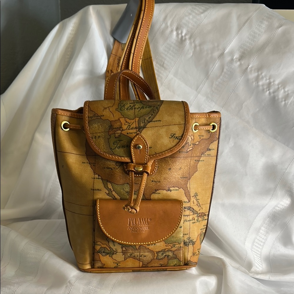 Alviero Martini 1a Classe Geo Classic Map Print Mini Backpack Vintage - Picture 12 of 13